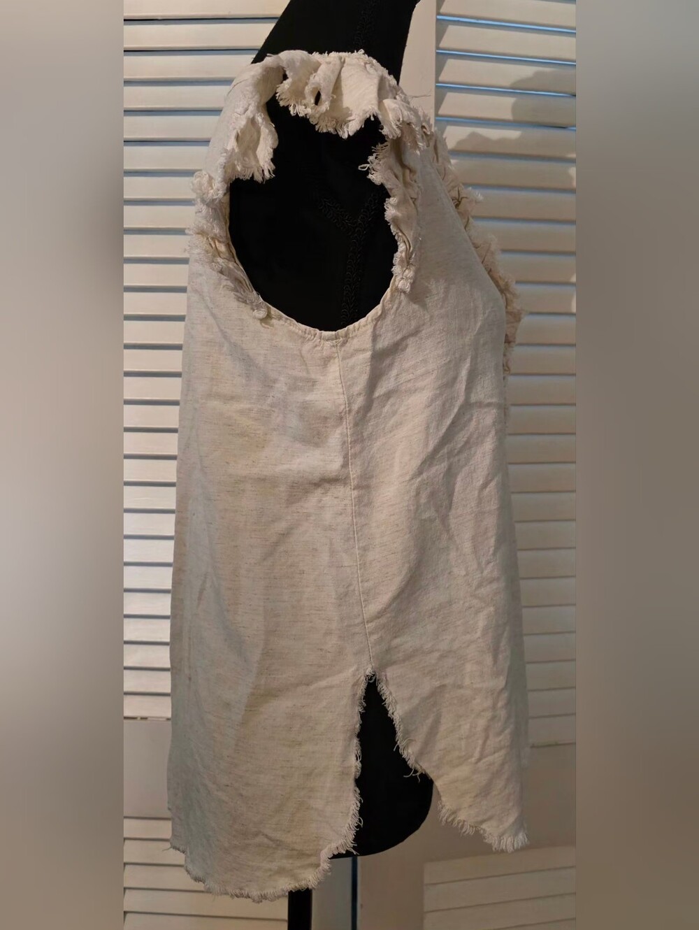 Jodifl Raw hem Fringe ruffle Top Crafted In A Neutral Beige Or Cream Tone. - Picture 3 of 6